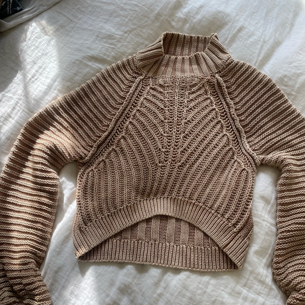 Free People Chunky Knit Sweater in Soft Beige